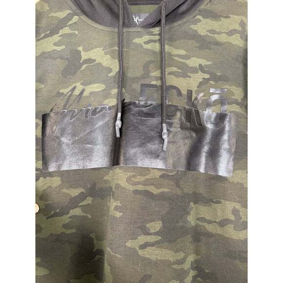 Marc Ecko Cut & Sew Camo Short Sleeve Hoodie Shirt Unisex XL Round Hem - Picture 6 of 9